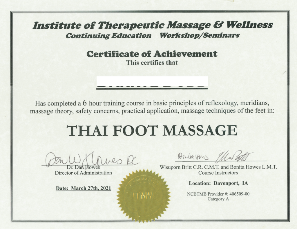 Certificate For Reflexology